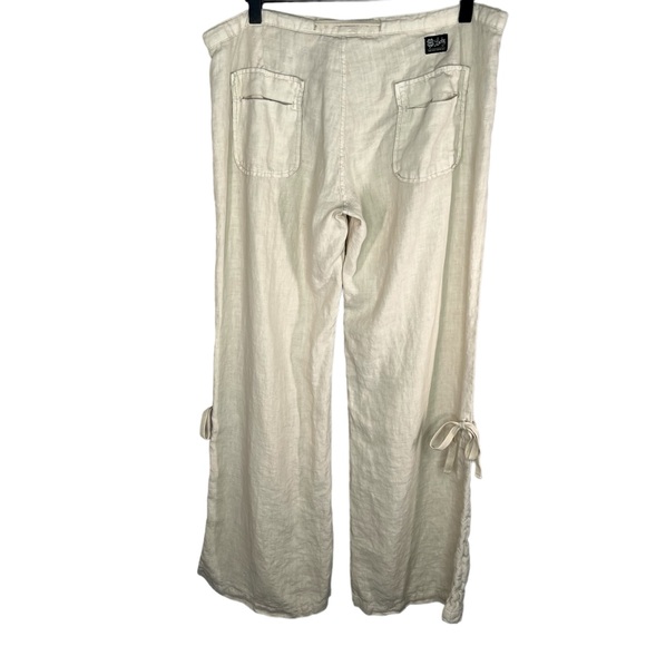 Vintage Y2K Lucky Brand Dungarees Wide Leg Low Rise Linen Pants 10 - Picture 5 of 7